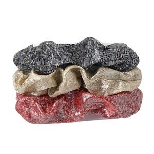Set Of 3 Glitter Scrunchies